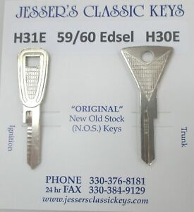 Ford  1958 1959 1960  EDSEL Keys OEM Nickel NOS   WILL FIT ALL THREE YEARS