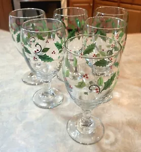 Christmas Goblets. Set Of 6. Holly & Berry Design. NWOB. - Picture 1 of 9
