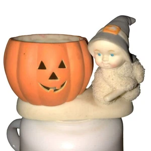 DEPARTMENT 56 HALLOWEEN SNOW BABY WITCH CANDLE HOLDER JACK O LANTERN TEA LIGHT - Picture 1 of 4