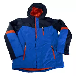 Lands End Kinder L 14-16 bunte Colorblock leichte isolierte Jacke Mantel mit Kapuze - Bild 1 von 15