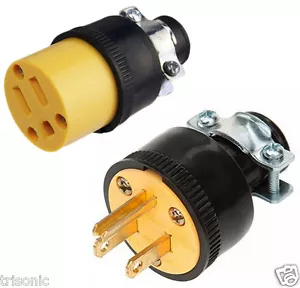 1 Stück Stecker & 1 Stück Buchse Verlängerungskabel Ersatz Elektrische Endstecker 15 AMP 125 V - Bild 1 von 1