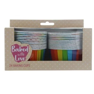 Cupcake Cases Muffin Bun Fairy Cake Baking Cups BWL CUP RAINBOW 24Piece 60mm - Picture 1 of 1