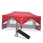 10x20 Heavy Duty Pop Up Canopy Tent, Canopy Commercial Gazebo Red - 6 Sidewalls