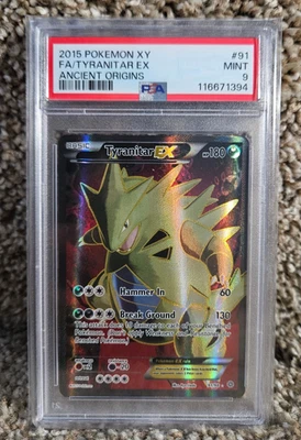 2015 Pokemon Tyranitar EX Full Art 91/98 XY - Ancient Origins Holo PSA 9 - Image 1 of 2