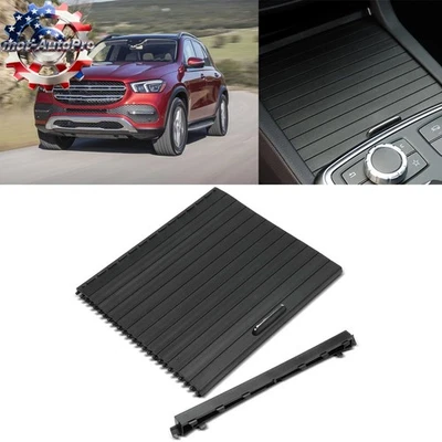 Black Console Cup Holder Tray Roller Blind Cover For Mercedes-Benz ML GL GLE GLS Foto 1 de 4