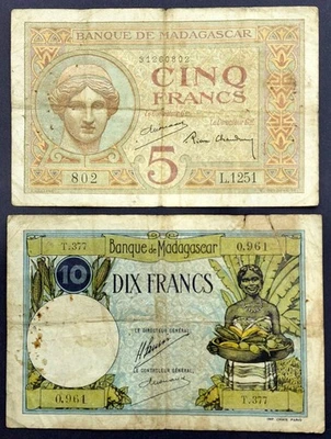 Madagascar Banknote 5 & 10 Francs (Lot 2 pieces) - Image 1 of 4
