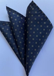 Pocket Square, 9 Inch, NEXT, Blue & Tan Pattern - Picture 1 of 8