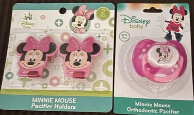 ¡Juego de porta chupetes y chupetes rosa Disney Baby Minnie Mouse! ¡Nuevo! Foto 1 de 2