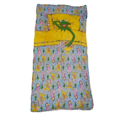 Vintage Kermit The Frog "Frog Prints" Sleeping Bag - The Muppet Show - Image 1 of 4