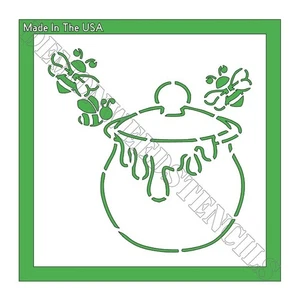 8"x8" Clear Plastic Stencil - Honey Pot w/Bees (MB41) (.007") - Picture 1 of 2