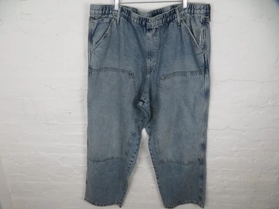 Gap Jeans Mens 2XL Light Wash Elastic Waist Drawstring Double Knee Denim Baggy - Image 1 of 4