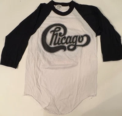 VTG ORIG 1984 CHICAGO ON TOUR CONCERT T-SHIRT~MED~WHITE 3/4 RAGLAN SLEEVE~EXC - Image 1 of 4