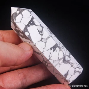 79g83mm Howlite Point Crystal Tower Natural Healing Quartz Obelisk Wand Chakra - Foto 1 di 10