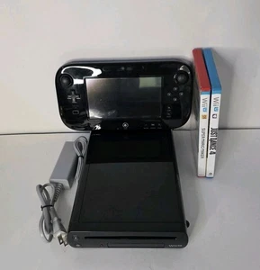 Nintendo Wii U 32GB Black Console WUP-101/010 + Gamepad Tested *NO Power Cord* - Imagen 1 de 17