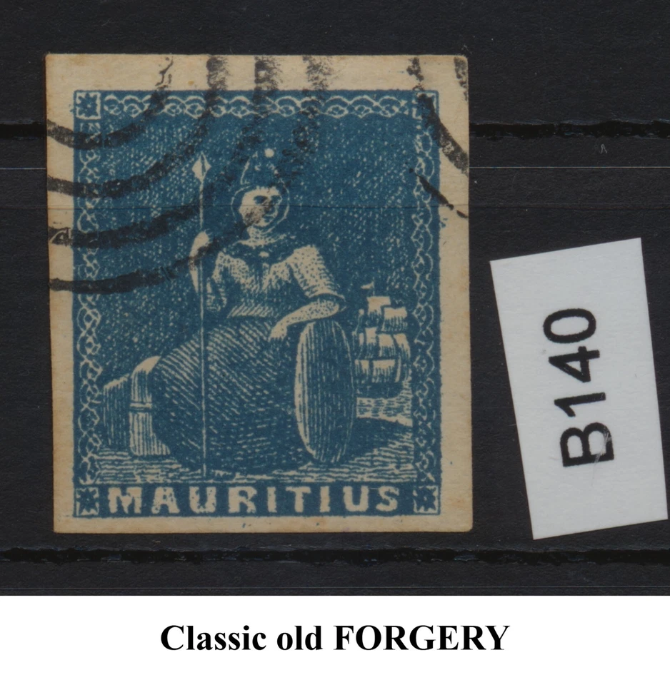 Falsificación de MAURICIO 1858 edición "Gran Bretaña" - B140 Foto 1 de 1