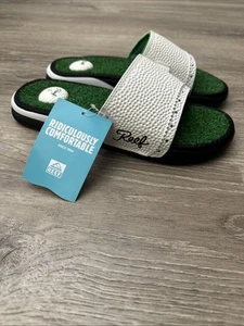 NEW Reef Mulligan Slide Sandals Golf Turf White Green Men’s Size 9 - Picture 1 of 4