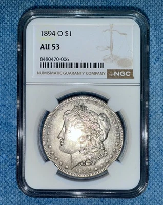 1894 O MORGAN SILVER DOLLAR NGC AU53 BETTER DATE  NEW ORLEANS MINT COIN - Image 1 of 2