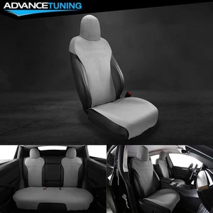 Fits 17-23 Tesla Model 3 Gray 5-Seat Seat Cover Cushions Suede Leather V2 Style - Foto 1 di 11