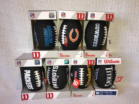 NEW IN BOX NFL SILVER SERIES WILSON MINI TEAM FOOTBALL MANY TEAMS AVAILABLE Cover