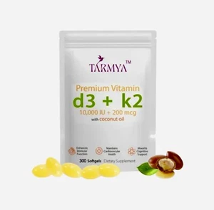Tarmya’s Vitamin D3 & Vitamin K2 (MK-7) Softgels 300 High Strength - Picture 1 of 5
