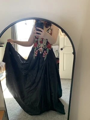 Black Floral Prom Dress - Image 1 of 4