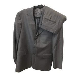 Hart Schaffner Marx 2pc Suit Mens 42R Gray Pinstripe Blazer & Dress Pants Wool - Picture 1 of 15
