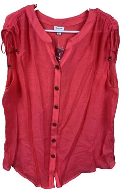 Avenue блузка женщин 18/20 розовый без рукавов кнопка вверх туника рубашка легкий новый - Изображение 1 из 4