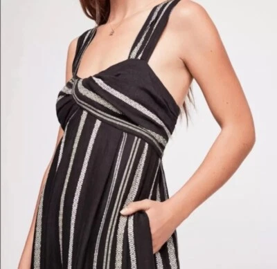 Mono Free People Breezin bordado a rayas pierna ancha talla pequeña Foto 1 de 4