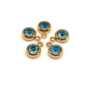 4, 20 or 50 BULK Stainless Steel 18k Gold March Birthstone-US Seller-LB1272 - Picture 1 of 3