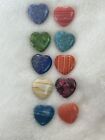 Set of 10 Chakra Heart Stone Set Crystal Healing Wicca Natural Spirituality~ New