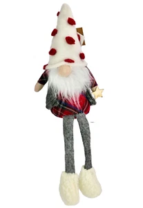 Mud Pie Gold Star Christmas Dangle Leg Shelf Sitter Felt Gnome NWT - Picture 1 of 9
