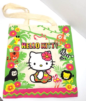 Bolso de Mano Hello Kitty Lona Selva Raro Reutilizable Comestibles Sak Sanrio 13x14 2014 Foto 1 de 4