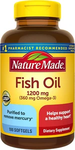 Fish Oil 1200Mg, 100 Softgels, Fish Oil Omega 3 Supplement for Heart Health - Picture 1 of 13