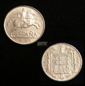 SPAIN, FRANCO-5, 5 CENTIMOS 1941, ORIGINAL LUSTER, UNCIRCULATED. - Picture 1 of 1