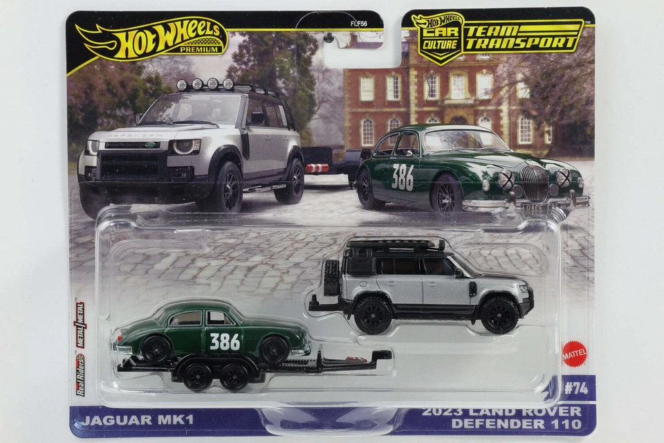 1:64 Hot Wheels Premium Jaguar MK 1 + 2023 Land Rover Defender 110 Car Culture # - Immagine 1 di 1