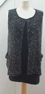 Nina Leonard Sleeveless Scoop layered Neck Tunic Tank new medium black QVC - Picture 1 of 3