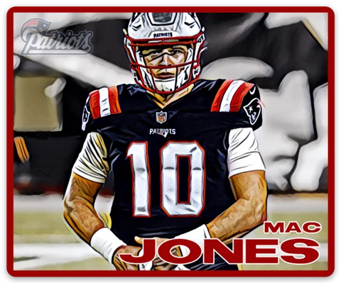 Mac Jones New England Patriots Character #10 Rendering NFL Football MAGNET Cover