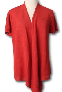 EILEEN FISHER (XL) Draped Open Front Short Sleeve Linen Cardigan Rust - Picture 1 of 3