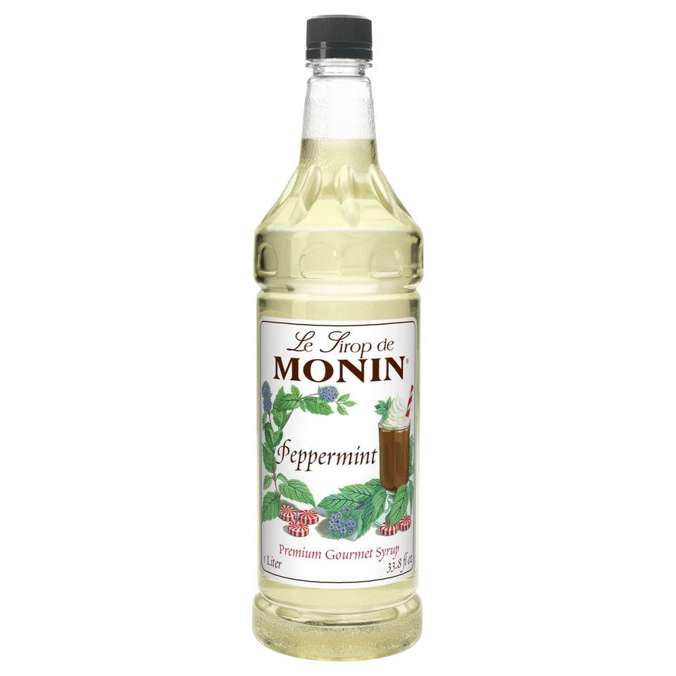 Jarabe con sabor a menta confitada Monin, botella de plástico (1 Ltr, paquete de 4) Foto 1 de 1