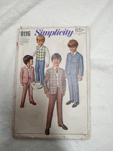 CUT JACKET Pants REVERSIBLE VEST Suit Pattern BOYS SZ 2 1969 Suspenders - Picture 1 of 7
