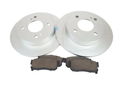 Rear Slotted Disc Brake Rotors & Pads fits Infiniti G20, Nissan Altima; 258mm - Image 1 of 3