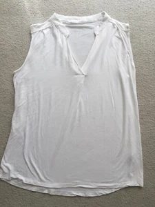 Ladies M L lightweight ideal Maternity white stretch sleeveless T-shirt TO - Picture 1 of 2