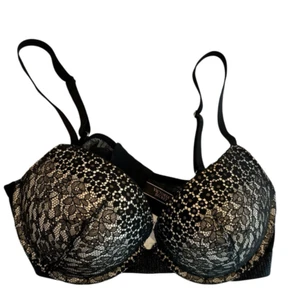 Victoria’s Secret Push Up Bügel BH 38B Pink W Schwarz Spitze Overlay - Bild 1 von 8