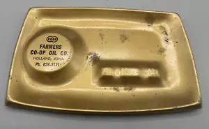 Vintage Farmers Co-Op Oil Co AG Werbe Aschenbecher HOLLAND, IA Iowa 1970er Jahre Metall - Bild 1 von 9