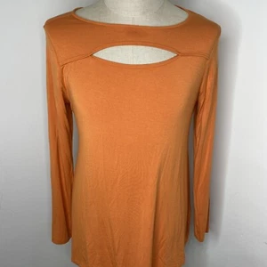 Soft Surroundings Womens Shirt Orange Tunic Top Key Hole Neck Sz M - Picture 1 of 5