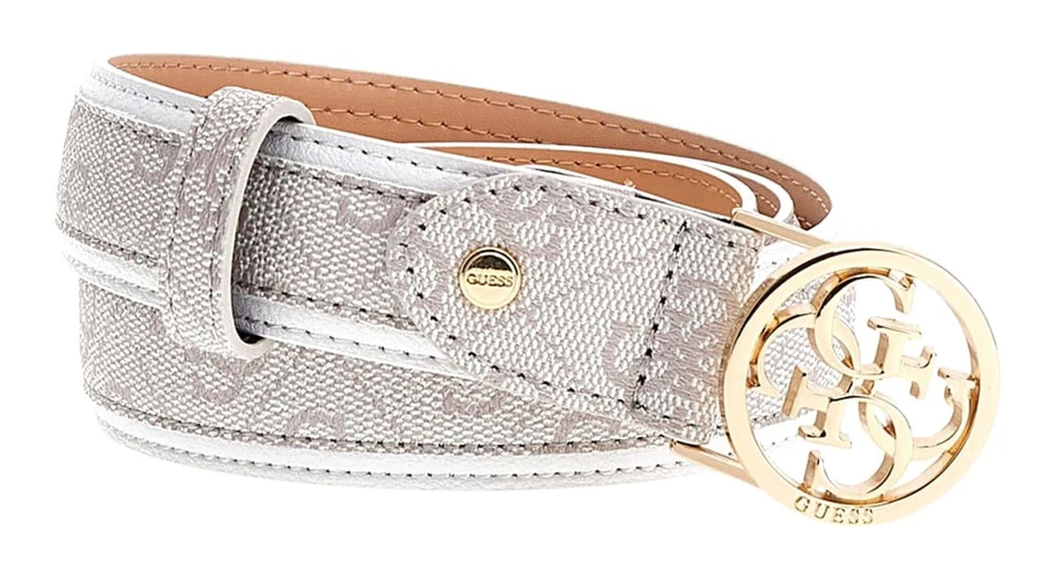 GUESS Kerima Adjustable Pant Belt H30 W85 Gürtel Dove Logo creme weiß - Bild 1 von 1