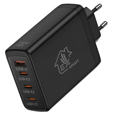 100W Ladegerät Schnellladegerät  Multi USB Port 3X USB C USB A Adapter Netzteil - Bild 1 von 4