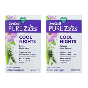 2x Vicks ZzzQuil Pure Zzzz COOL NIGHTS 30 Tab For Menopause Sweats EXPIRED 12/23 - Picture 1 of 5