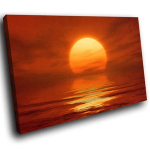 SC633 Orange Beach Sunset Nature Landscape Canvas Wall Art Large Picture Prints - Picture 1 of 6
