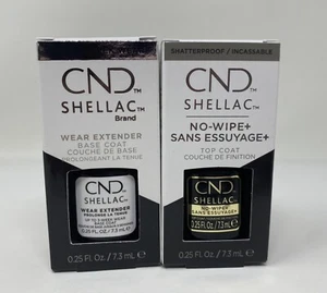 Set - 2 - CND Shellac Wear Extend Base Coat + No Wipe Top Coat 0.25 oz Each - Picture 1 of 1